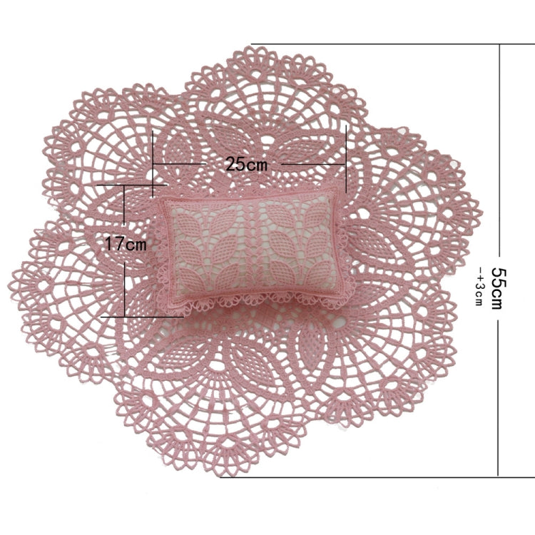 Khaki Lace Baby Photography Prop Set with Round Blanket and Pillow