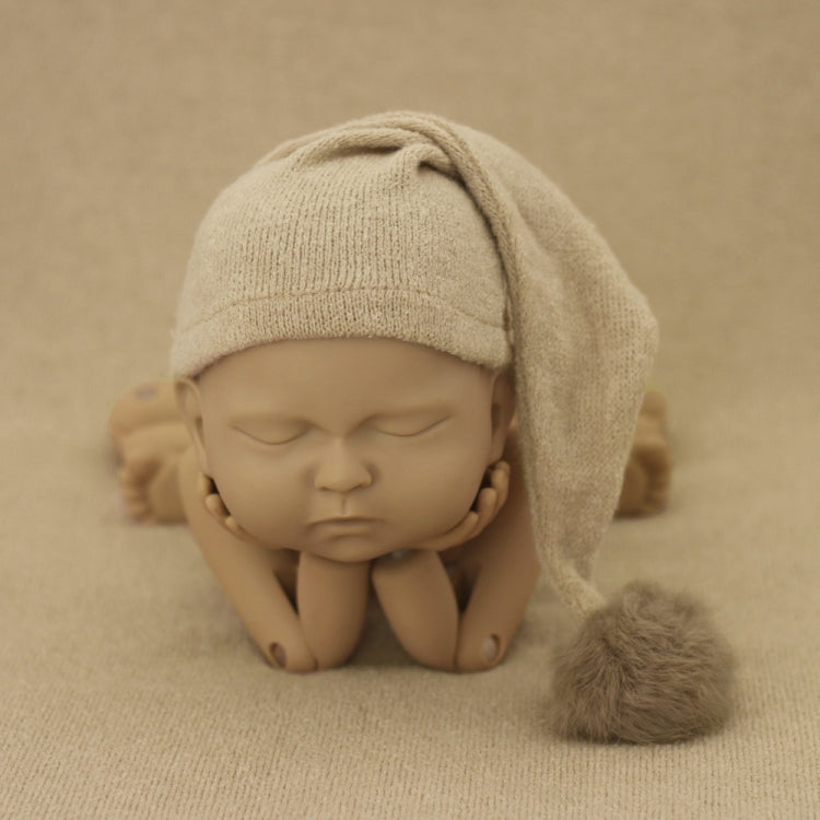 Adorable Newborn Knitted Long Tail Hat for Baby Photography (Camel)