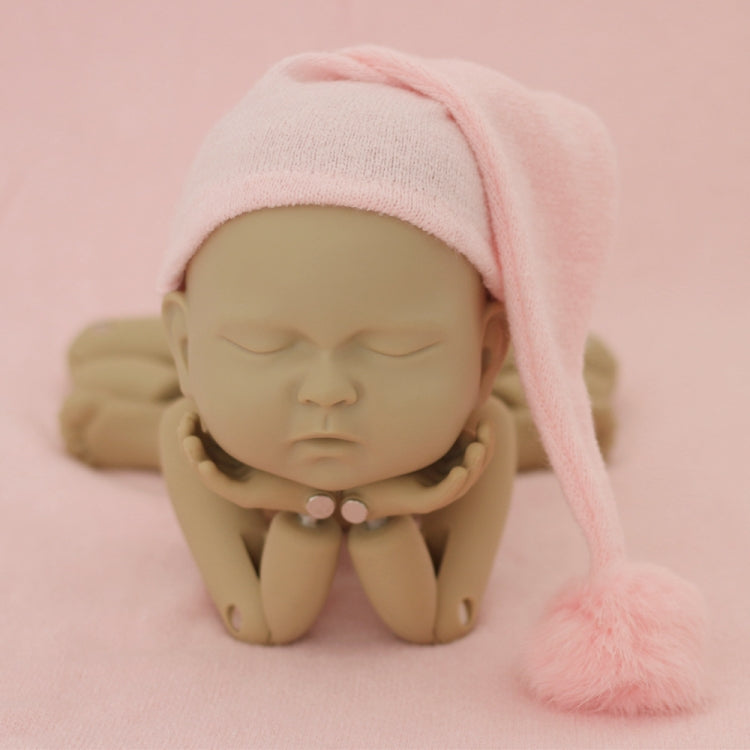 Baby Pink Knit Fur Ball Newborn Photography Hat