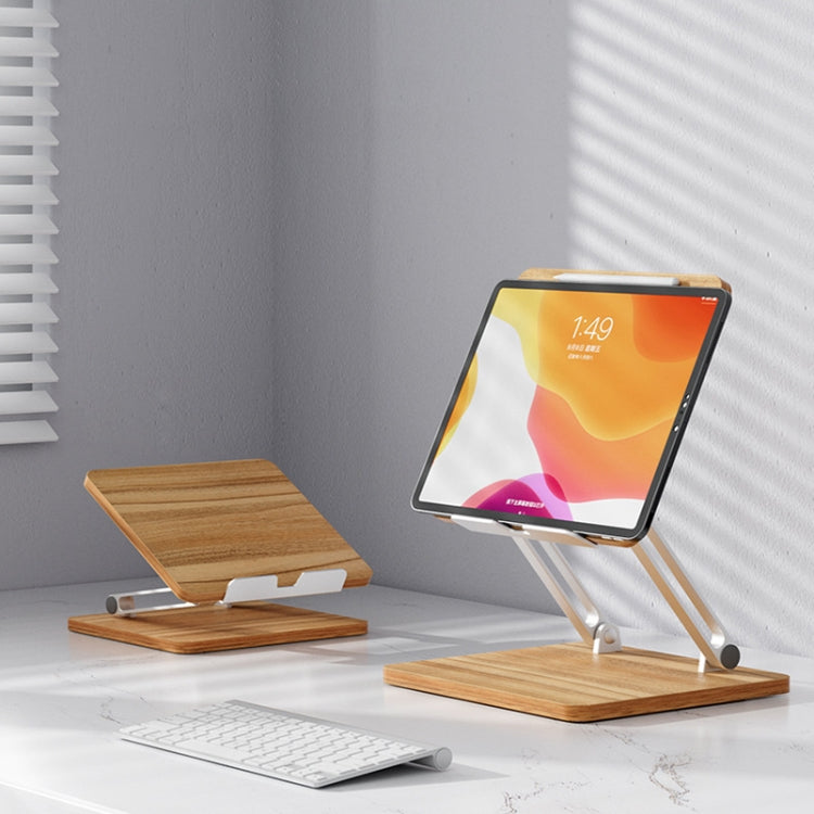 Liftable Wooden Tablet and Laptop Support Stand in Darkwood
