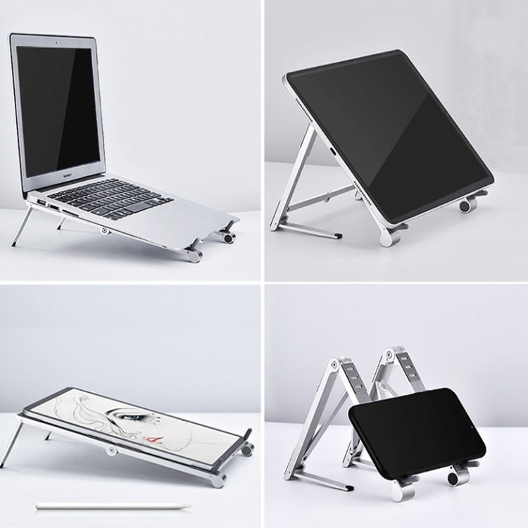 X23 3 In 1 Portable Storage Foldable Aluminum Phone Tablet Stand (Grey)