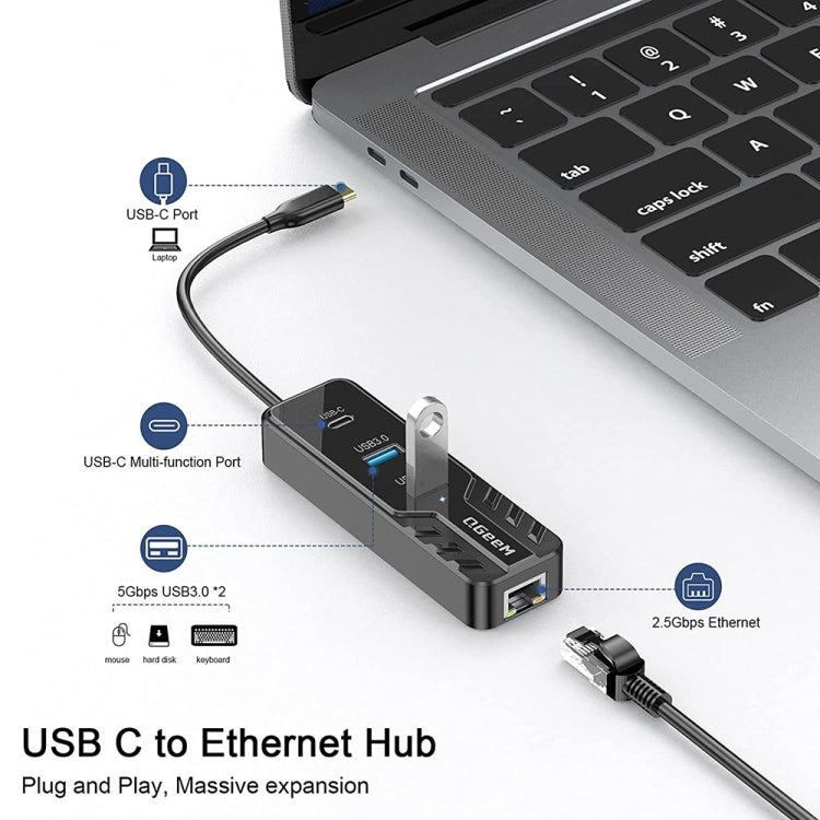 QGeeM 4-In-1 Type-C Multifunctional Docking Station HUB with HDMI/RJ45 2.5G Expander