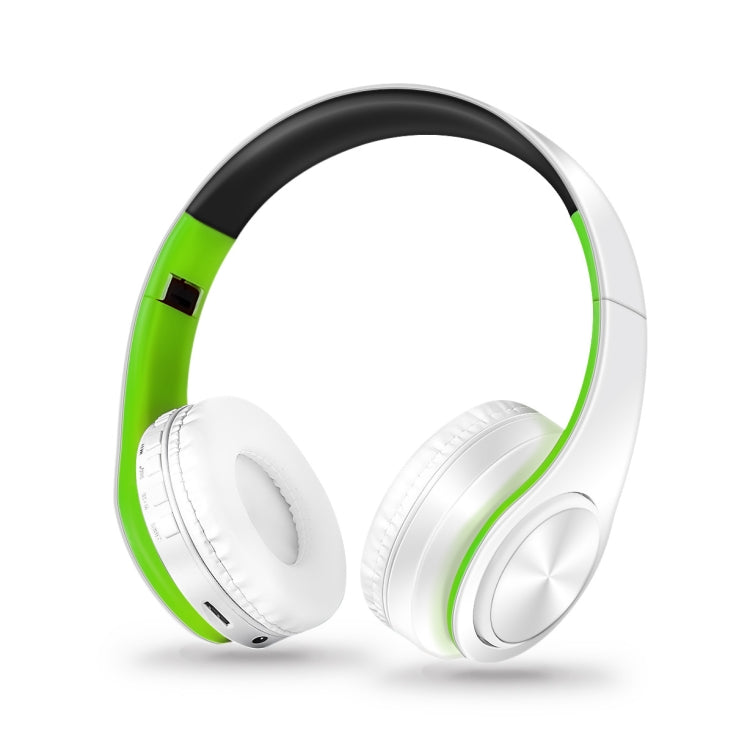 LPT660 Bluetooth Wireless Headset HIFI Stereo Sports Headphones with 3.5mm Audio Jack (White+Green)