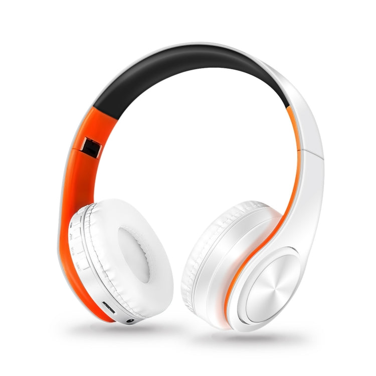 LPT660 Wireless Bluetooth Headset with HIFI Stereo Sports Headphones (White and Orange)