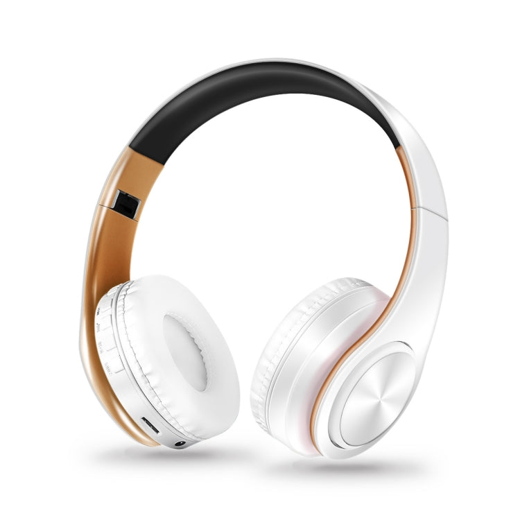 LPT660 Bluetooth Wireless Headset HIFI Stereo Sports Headphones in White and Gold