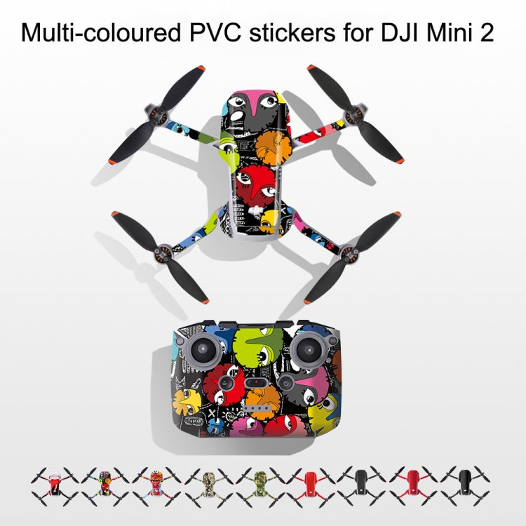 Sunnylife MM2-TZ452 for DJI Mini 2 Waterproof PVC Drone Protective Stickers Set with Carbon Pattern Red