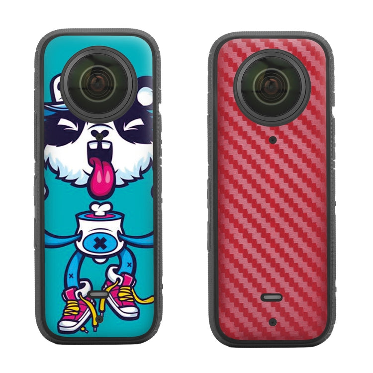 Sunnylife IST-TZ485 DJI Insta360 X3 Protective PVC Stickers (Panda+Carbon Pattern Red)