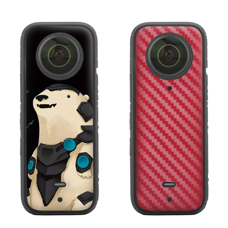 Polar Bear and Carbon Pattern Red PVC Protection Stickers for DJI Insta360 X3 Panoramic Camera
