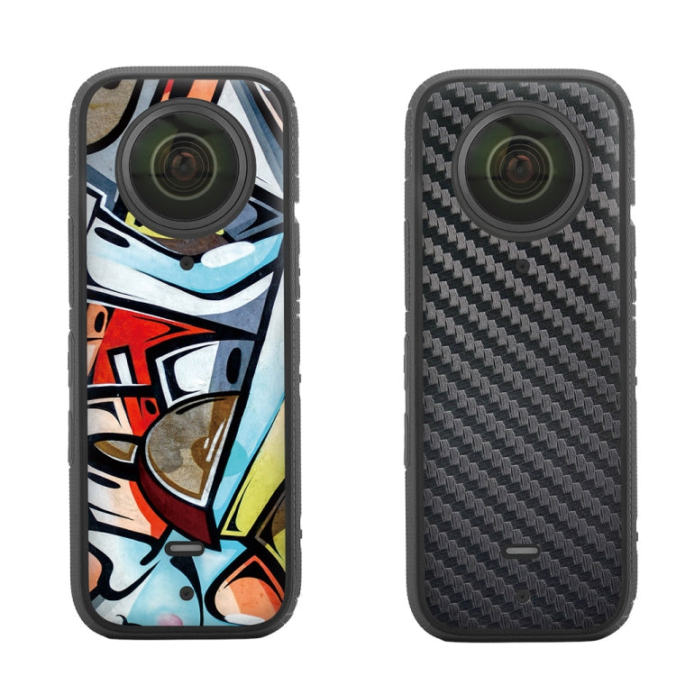 Sunnylife IST-TZ485 PVC Protective Scraper Film Stickers for DJI Insta360 X3 Camera (Graffiti+Carbon Pattern Black)