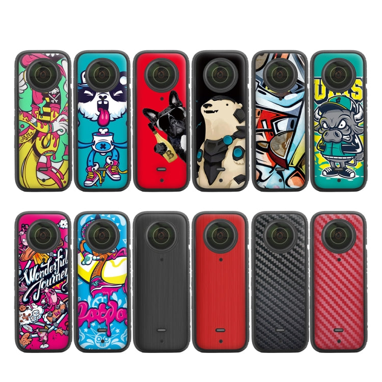 Sunnylife IST-TZ485 PVC Protective Scraper Film Stickers for DJI Insta360 X3 Camera (Graffiti+Carbon Pattern Black)