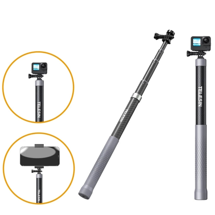 TELESIN Carbon Fiber Monopod Selfie Stick for Action Cameras