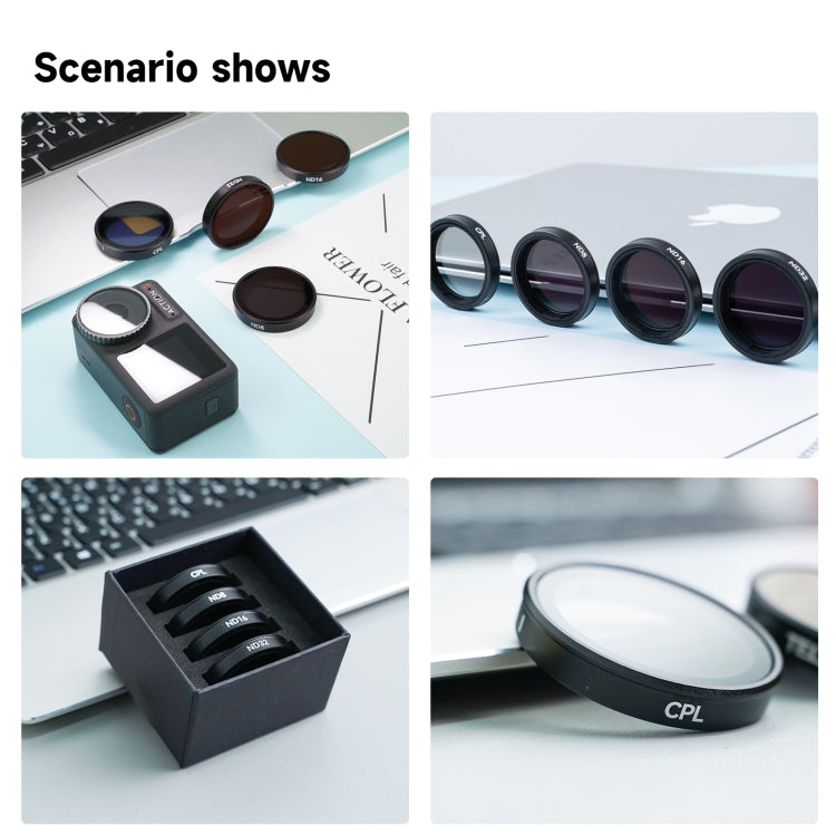 TELESIN ND CPL Filter Set for DJI OSMO Action 3 with Aluminium Alloy Frame Lens (CPL+ND8/16/32 Set)