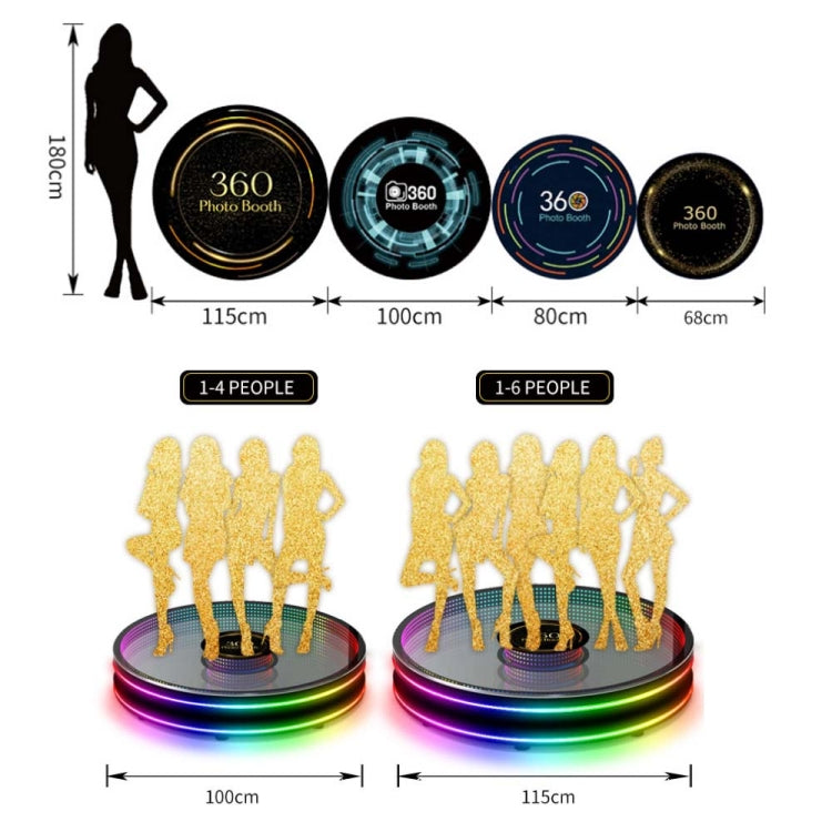 115cm Electric Rotating 360 Photo Booth Stage for Parties and Weddings with Customizable LED Fill Light