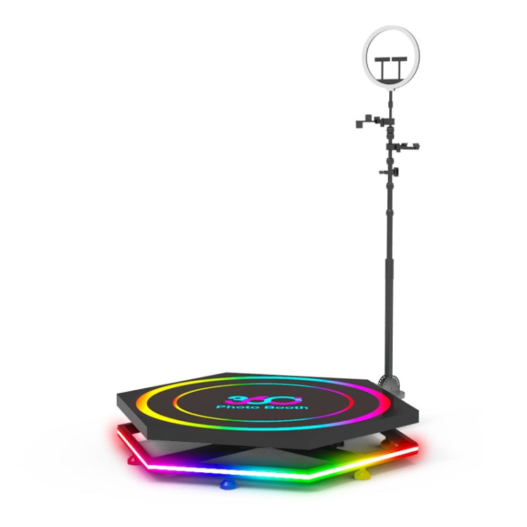 360 Degree Rotating Hexagonal Photo Booth Stage for Parties and Weddings with Adjustable Lighting