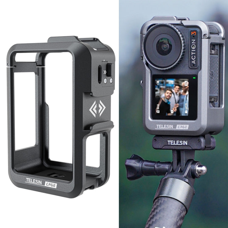 TELESIN OA-FMS-004 Motion Camera Metal Rabbit Cage Protection Frame for DJI Osmo Action 3 (Grey)