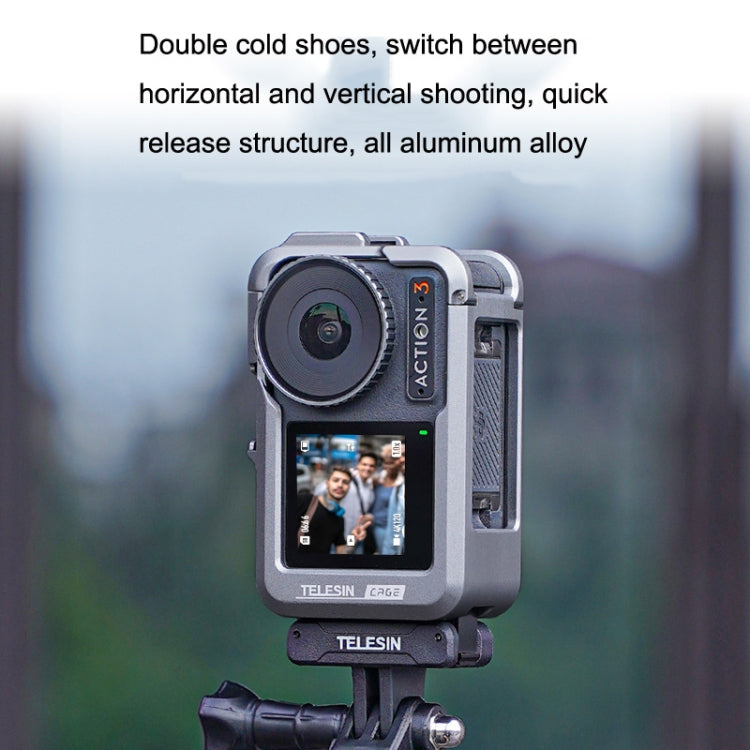 TELESIN OA-FMS-004 Motion Camera Metal Rabbit Cage Protection Frame for DJI Osmo Action 3 (Grey)