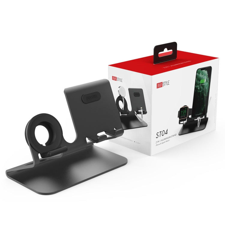 AhaStyle ST04 Aluminum Alloy Charging Base for 4-8 inch Smartphones and Apple Watch Series (Black)