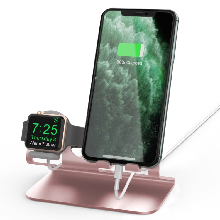 Rose Gold Aluminum Alloy Charging Base for Smartphones and Apple Watch
