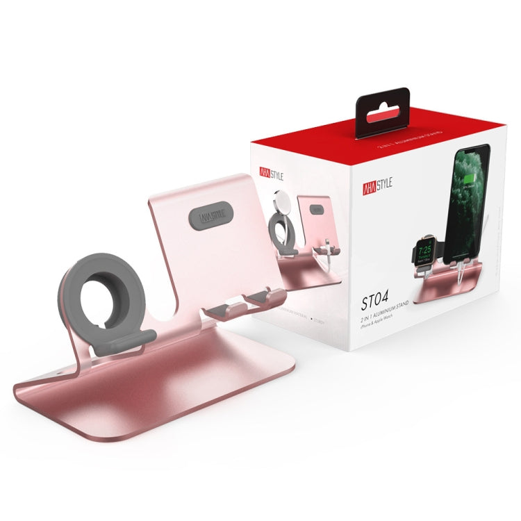 Rose Gold Aluminum Alloy Charging Base for Smartphones and Apple Watch