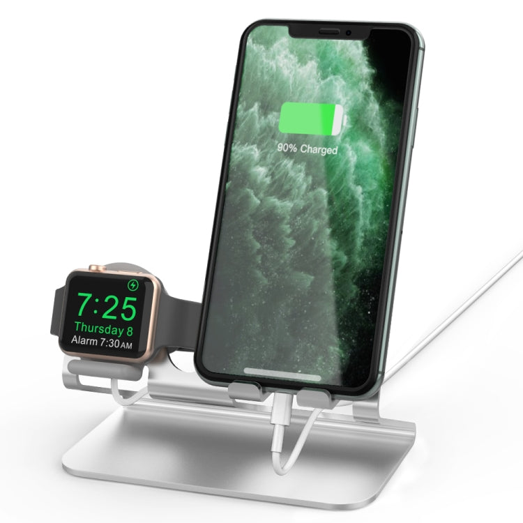AhaStyle ST04 Aluminum Alloy Charging Base for Smartphone and Apple Watch Series (Silver)