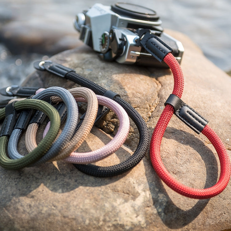 Climbing Rope Camera Wrist Strap with Leather Pad and Steel Ring (Light Brown)