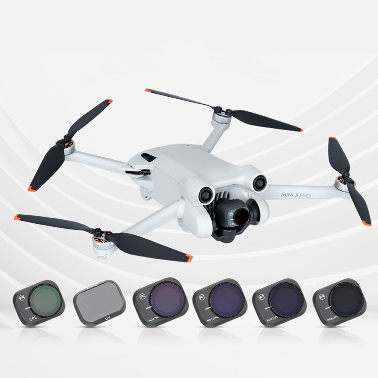 6-In-1 RCSTQ PL Filters Drone Accessories for DJI Mini 3 Pro - UV+CPL+ND/PL 8/16/32/64