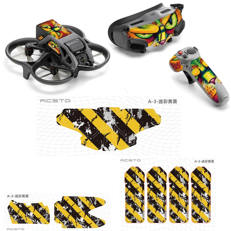 Colorful Camouflage Yellow Black PVC Sticker Set for DJI Avata Goggles 2 Glasses