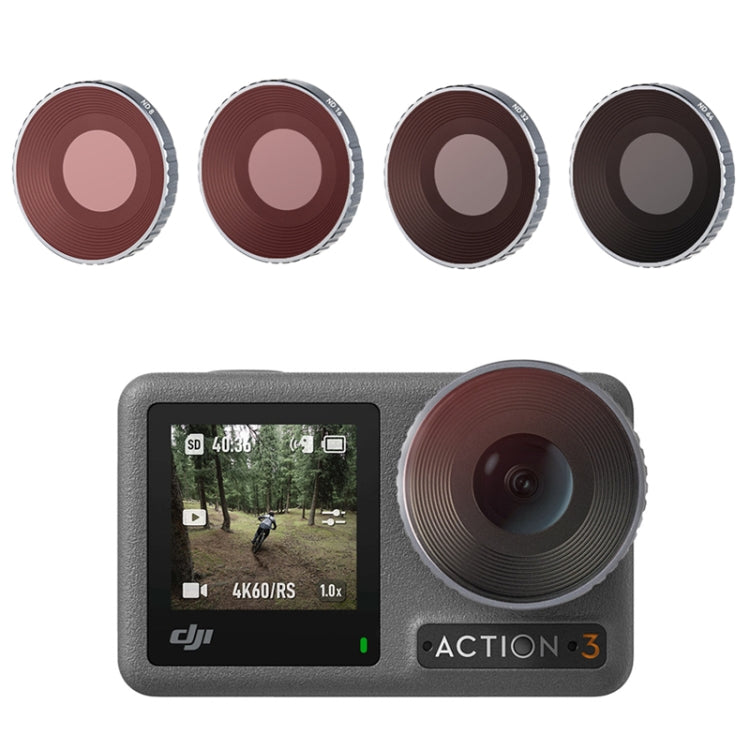 Adjustable Multi-Layer Aluminum Alloy Sports Camera Filter for DJI Osmo Action 3 with UV, ND, and CPL Filters