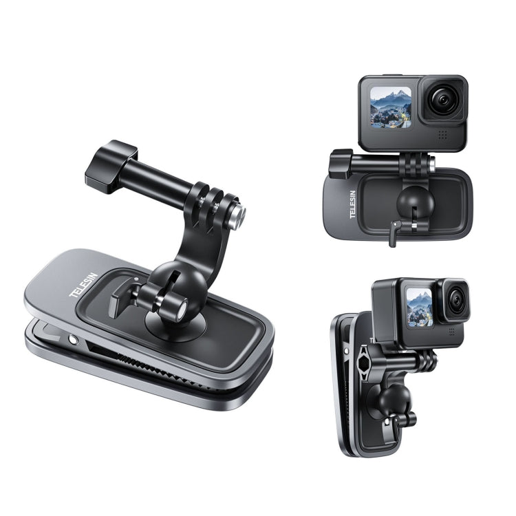 TELESIN Magnetic Backpack Clip Clamp Mount For Action Camera with 360-Degree Rotation