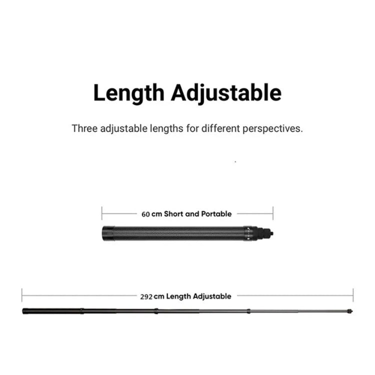 Invisible Selfie Stick: 3m Carbon Fiber Extended Monopod for Action Cameras and Phones