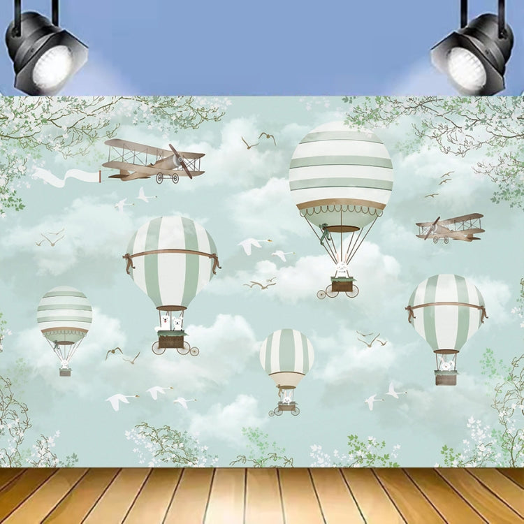 Cartoon Airplane and Hot Air Balloon Theme Birthday Photography Backdrop