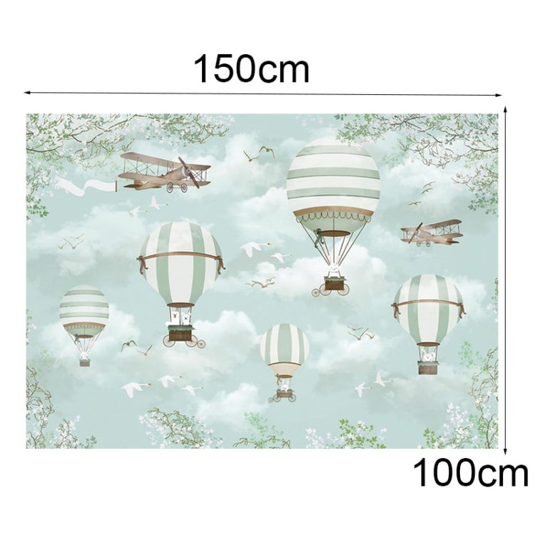 Cartoon Airplane and Hot Air Balloon Theme Birthday Photography Backdrop
