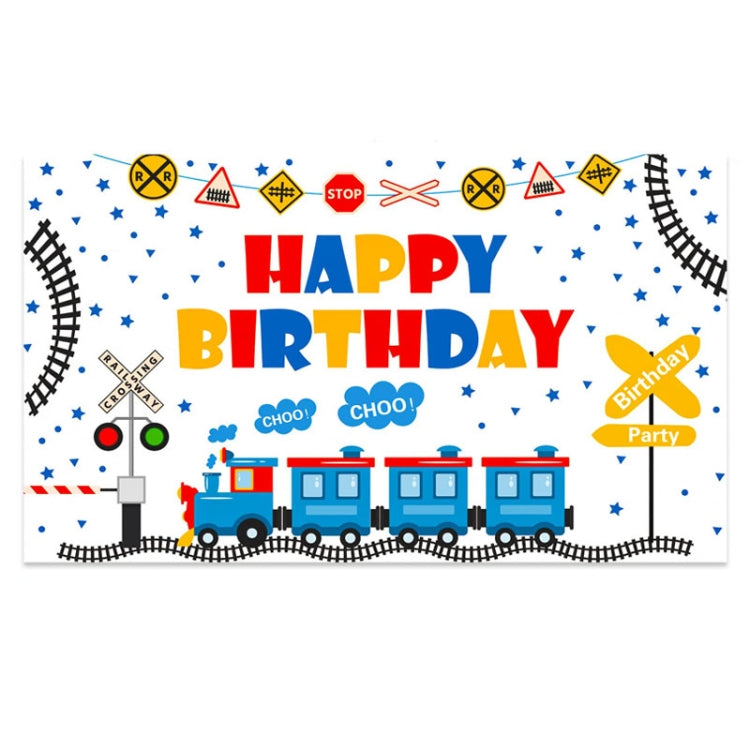 Train Cartoon Children Birthday Background Cloth - 150x100cm Decorative Fabric for Parties and Photography