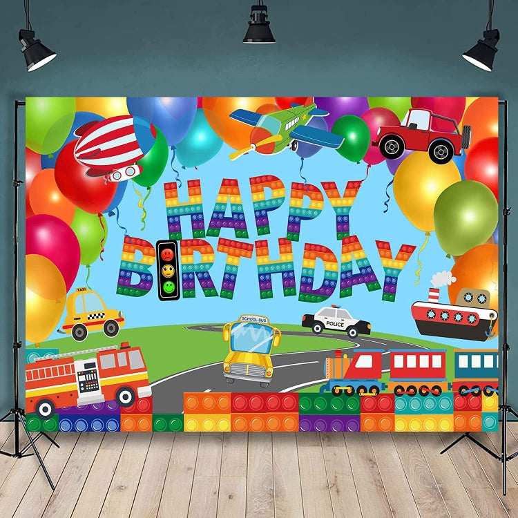 Train Fire Truck Party Background Cloth - 210x150cm