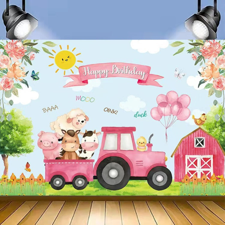 Farm Animal Truck Backdrop for Boy's Happy Birthday Party Decorations