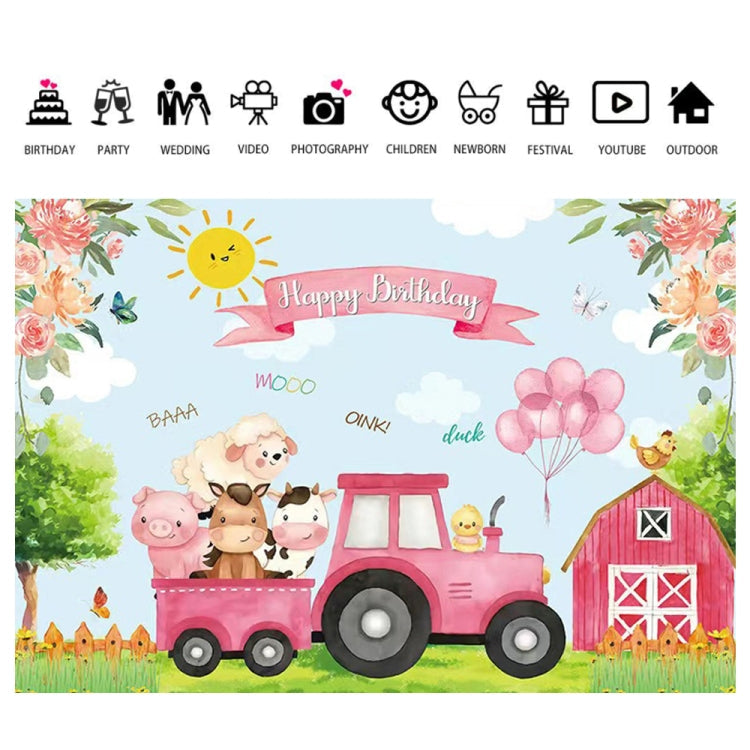 Farm Animal Truck Backdrop for Boy's Happy Birthday Party Decorations