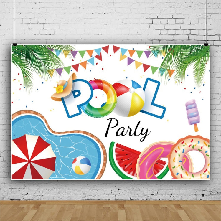 Summer Pool Party Photography Backdrop with Swimming Ring Design - 80x120cm