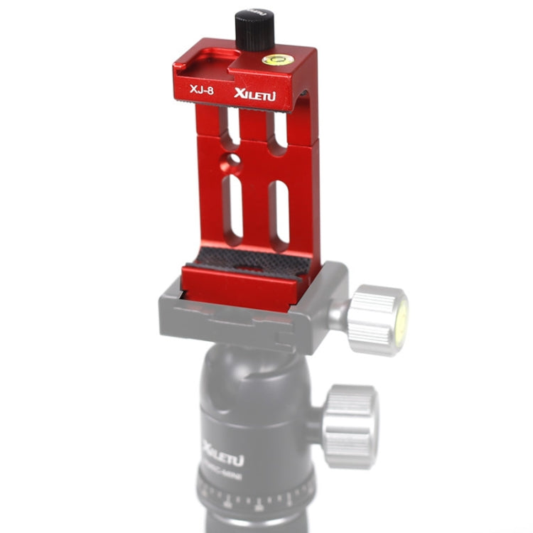 XILETU XJ-8 Mobile Phone Clip: Aluminum Alloy Tripod Head (Red)