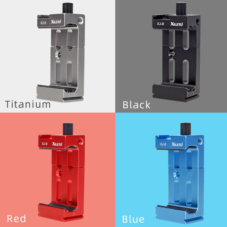 XILETU XJ-8 Aluminum Alloy Camera Head Tripod Mobile Phone Clip (Titanium) with Enhanced Features