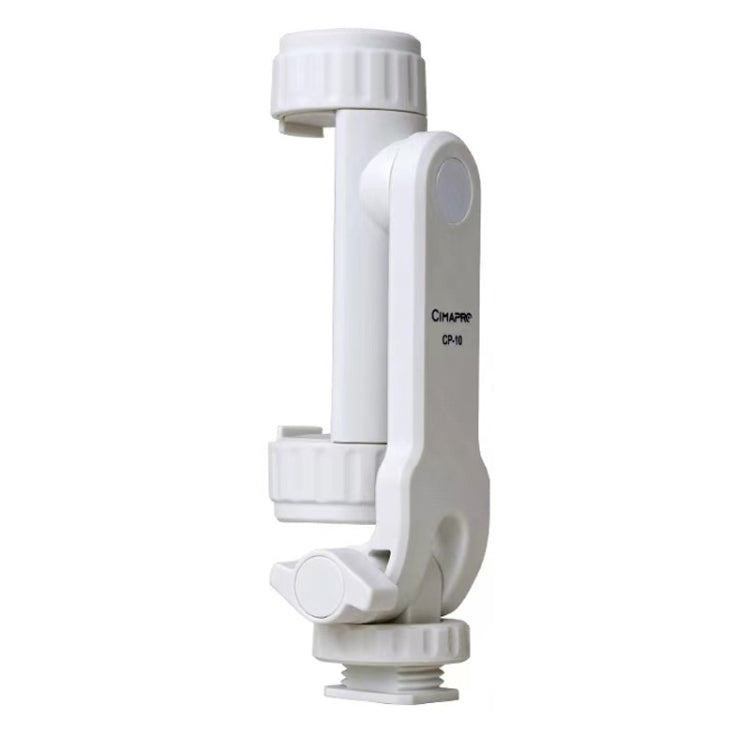 Swivel Cold Boot Camera Phone Mount Bracket External Tripod (White) with 360-Degree Rotating Phone Clip