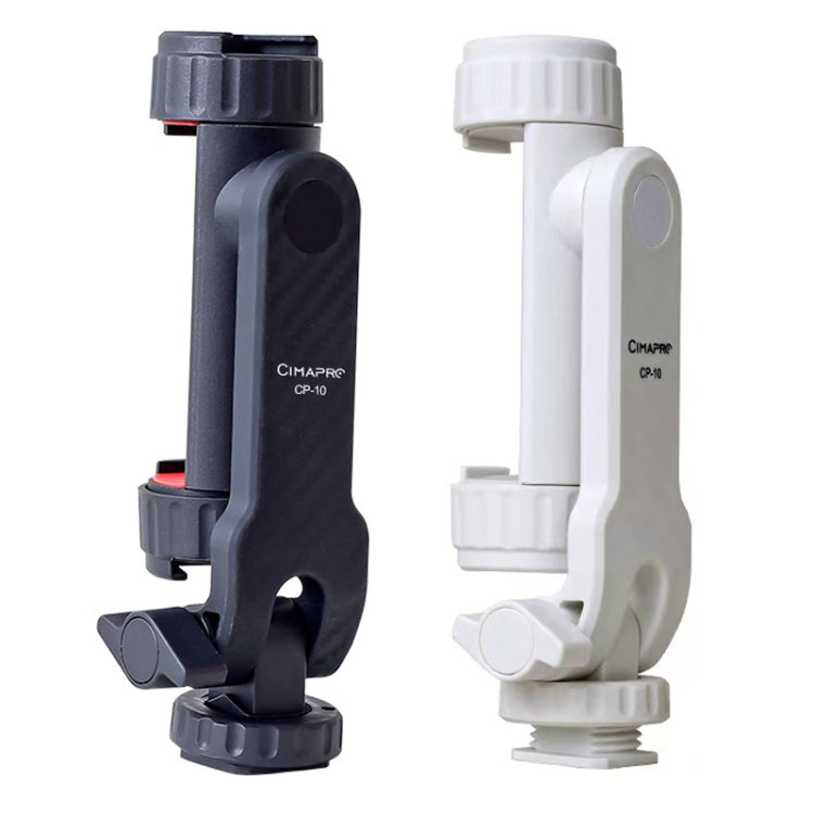 Swivel Cold Boot Camera Phone Mount Bracket External Tripod (White) with 360-Degree Rotating Phone Clip