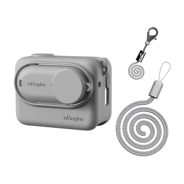AMagisn Silicone Protective Case for Insta360 GO 3 with Lanyard (Gray)