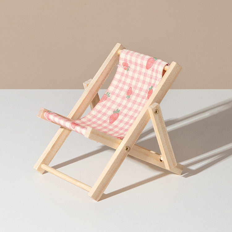 Mini Beach Chair Wooden Phone Holder with Fabric Seat