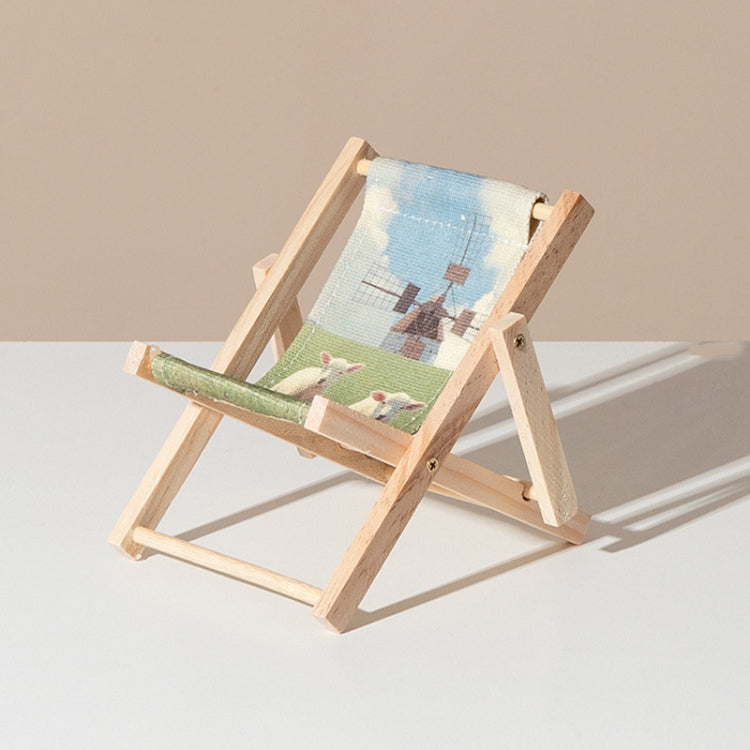 Wooden Craft Mini Desktop Ornament Photography Toys Beach Chair Phone Holder, Style: E