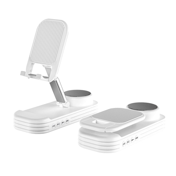 Adjustable 2-in-1 Bluetooth Speaker Stand with Mobile Phone and Tablet Holder (White)