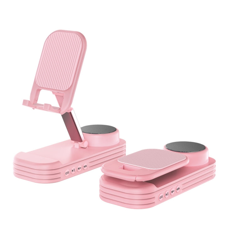 Pink 2-in-1 Desktop Bluetooth Speaker Stand with Mobile Phone and Tablet Holder