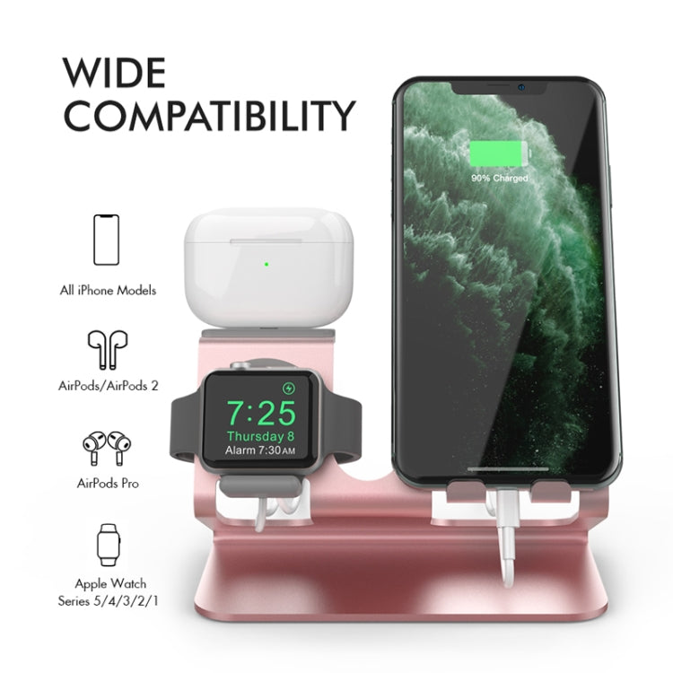 AhaStyle 3 In 1 Aluminum Alloy Stand (Rose Gold) for iPhone, AirPods, and Apple Watch Series