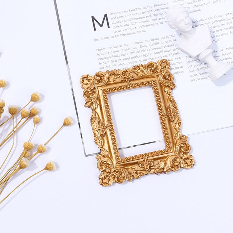 Vintage Gold Resin Mini Photo Frame Earrings in Square Shape