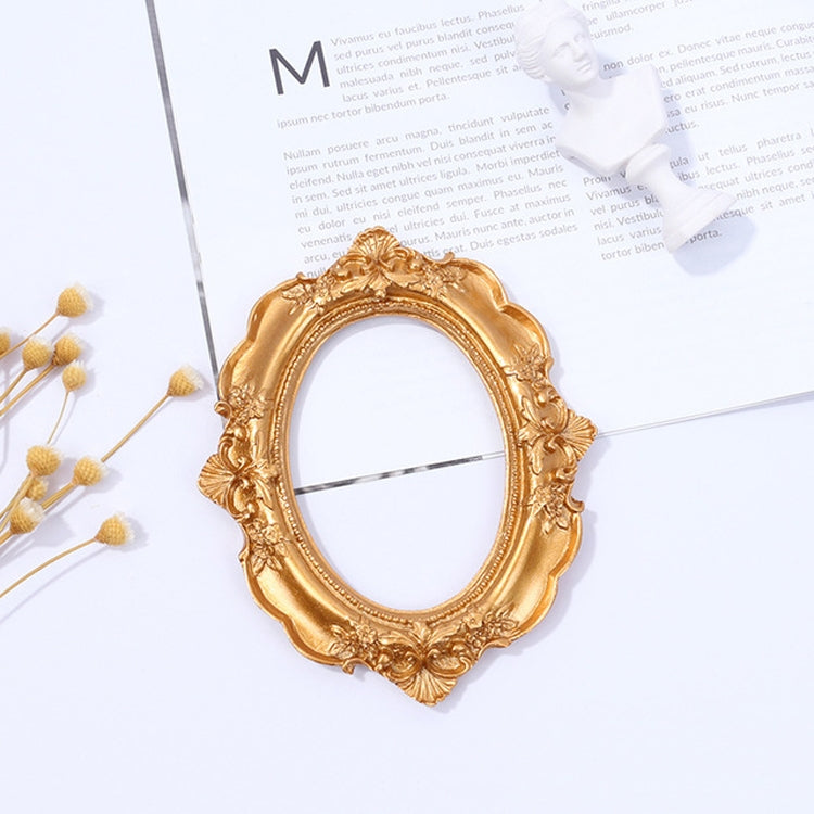 Vintage Gold Resin Mini Photo Frame Earrings - Elegant Oval Jewelry Decoration and Photo Props