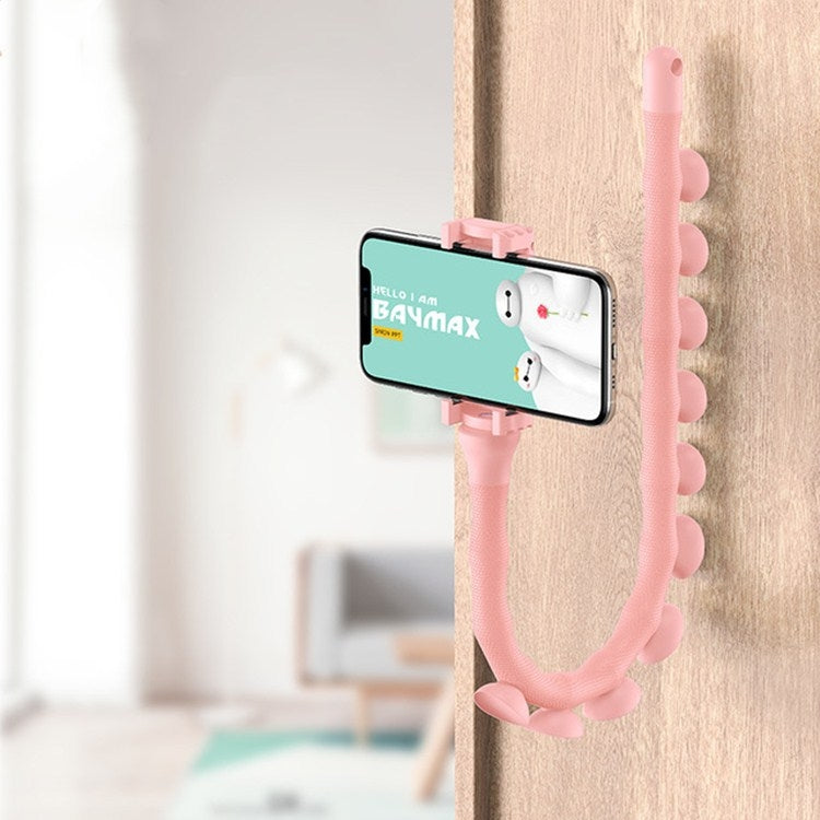 Caterpillar Lazy Bracket Octopus Multifunctional Silicone Suction Cup Bracket (Pink)